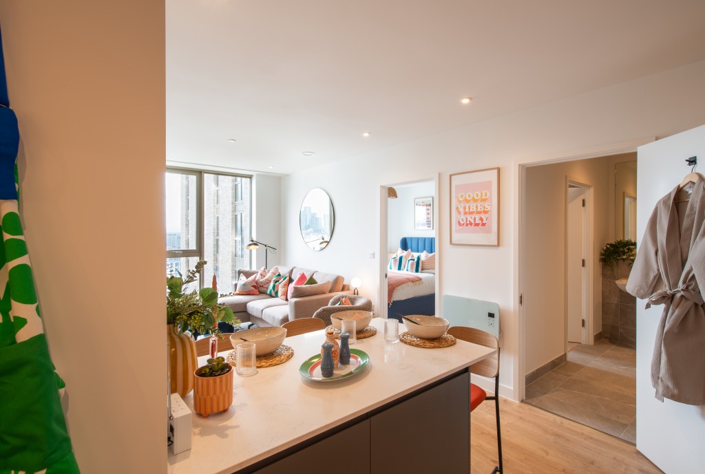 Two bedroom apartment at Eda Salford Quays with open plan living and dining
