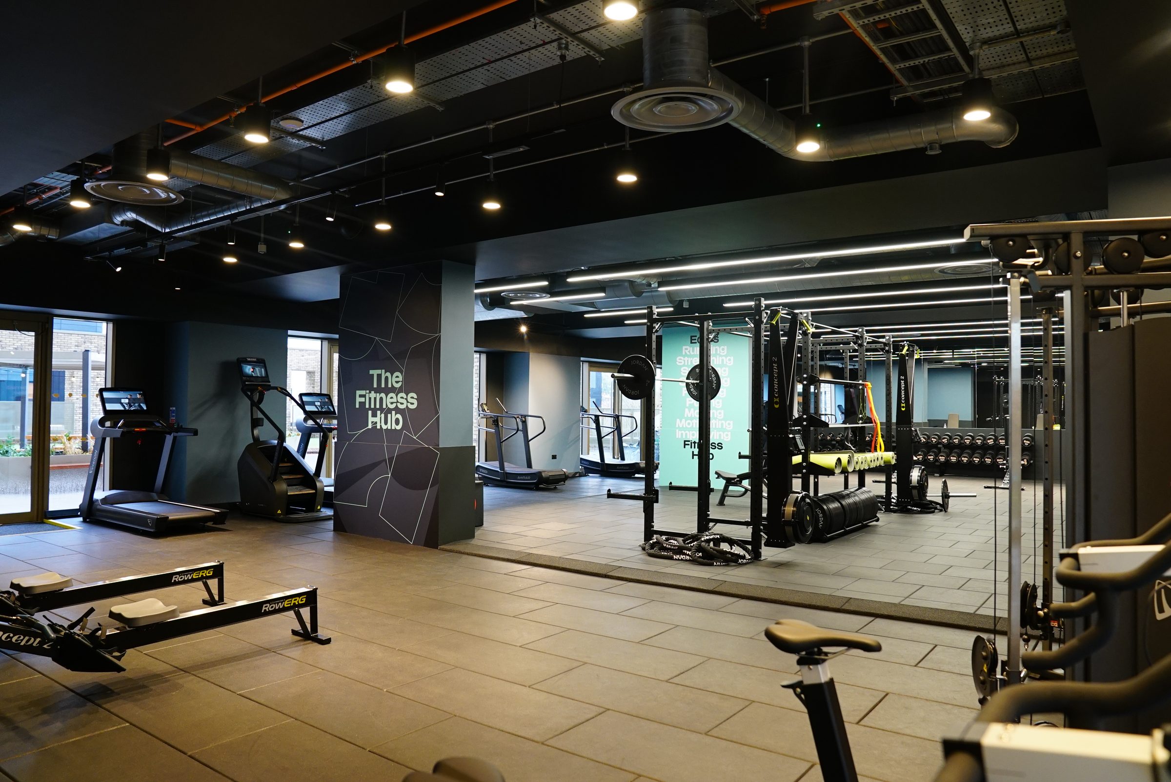 The Fitness Hub at Eda Salford Quays with cardio and strength equipment